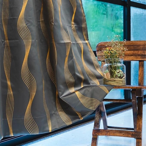 [E-COM13] Urban Space Blackout Curtain for Living Room, Gold Foil Printed 80-85% Blackout 